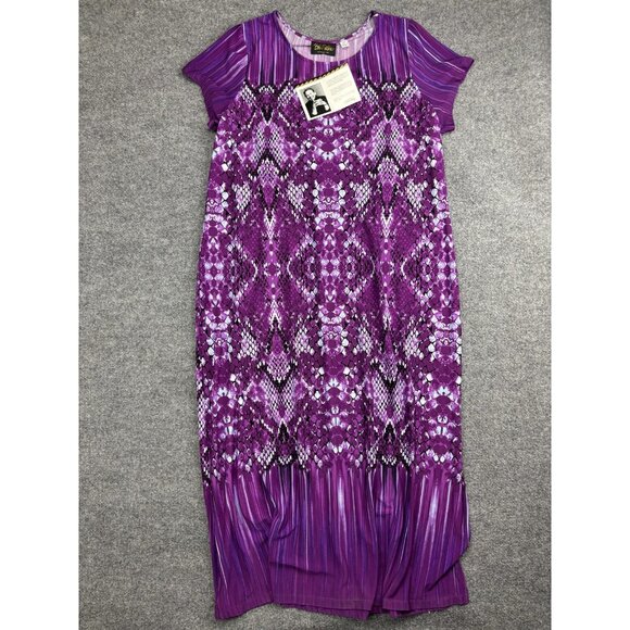 Bob Mackie Wearable Art Dress Womens Extra Large Petite Purple Snake Print Knit - Picture 1 of 8